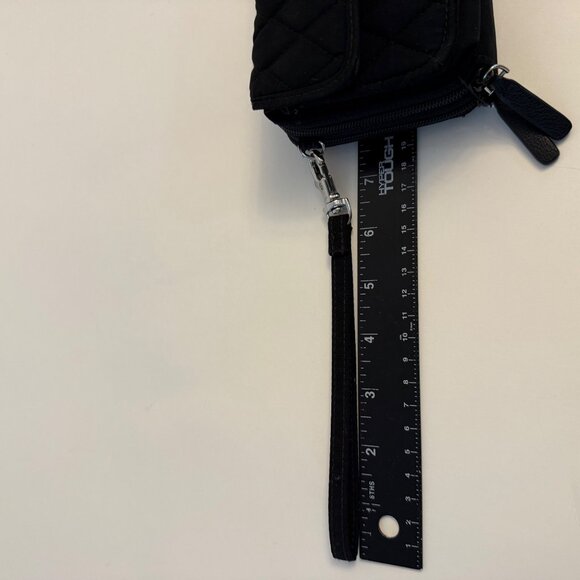 Vera Bradley Smartphone Wristlet Wallet Black Quilted Dual Zippers Card Slots - Picture 12 of 16